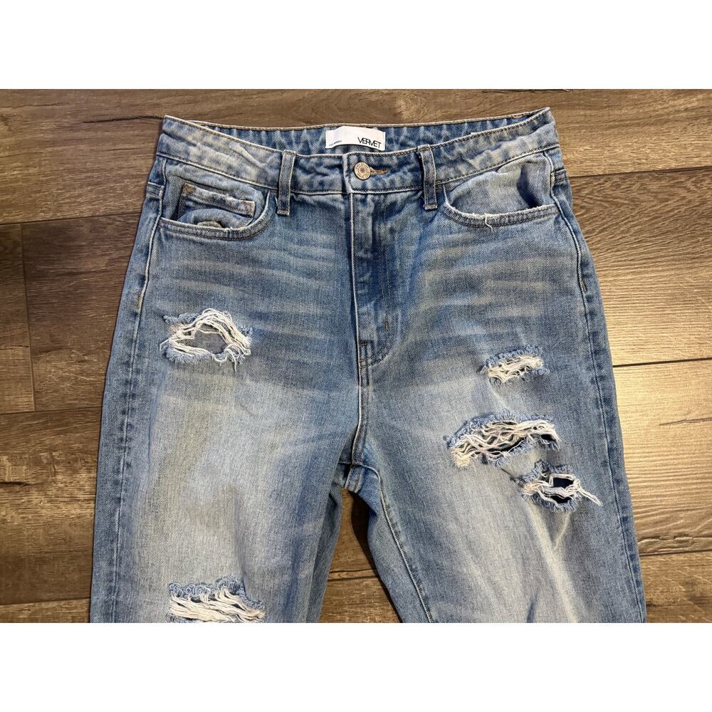 Vervet by Flying Monkey Super High Rise Distressed Crop Straight‎ Jeans Size 28 - Picture 3 of 7